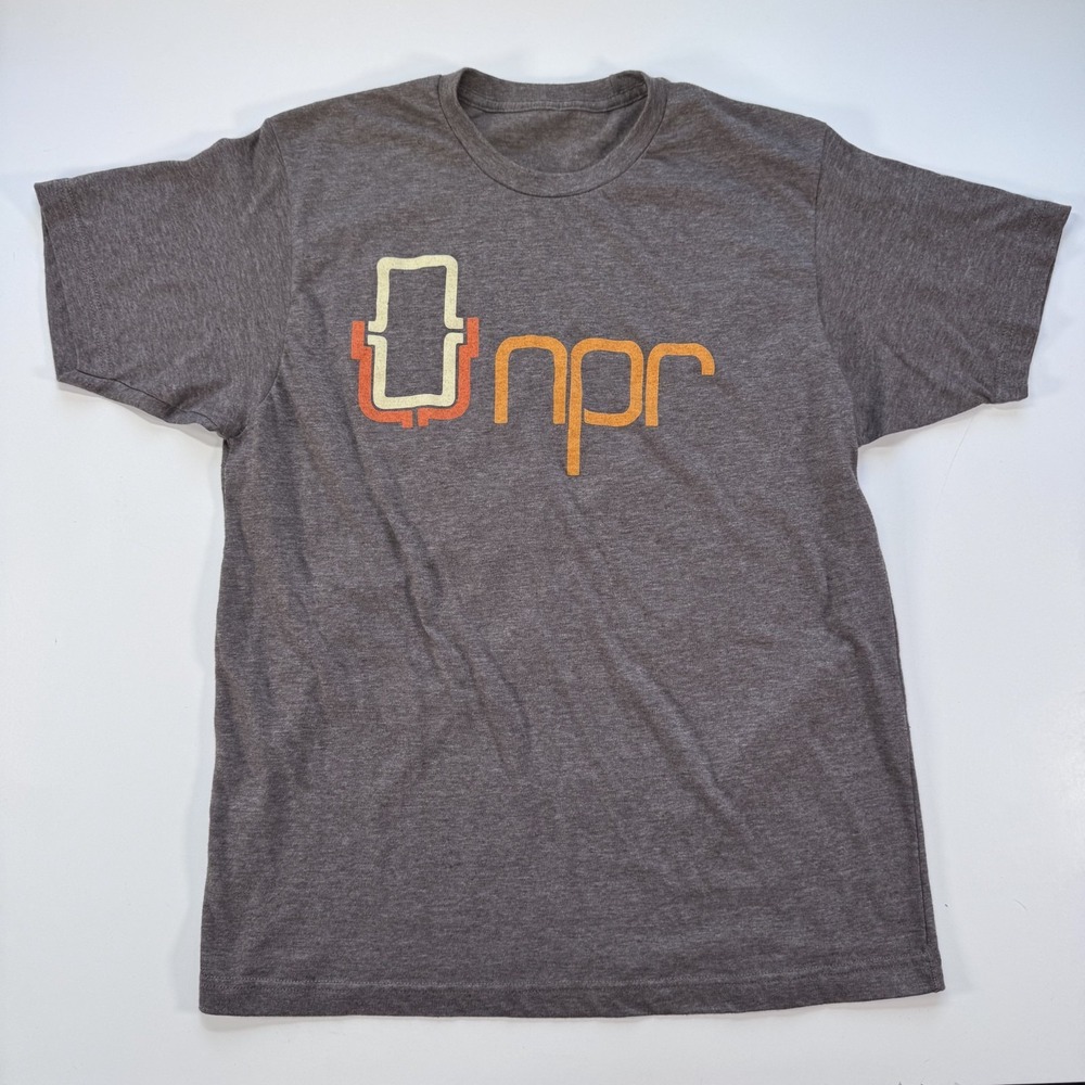 NPR '70s Full Color Logo Tee T Shirt Unisex Medium (?) Heather Brown USA Made